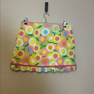 Lilly Pulitzer Yellow Floral Cotton Skirt with Pink & White Accents